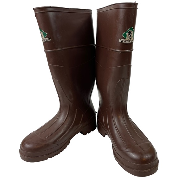 Vintage Northerner Slip-On Knee-high Rubber Rain Boots USA Made Brown Men’s Sz 6 - Picture 7 of 16
